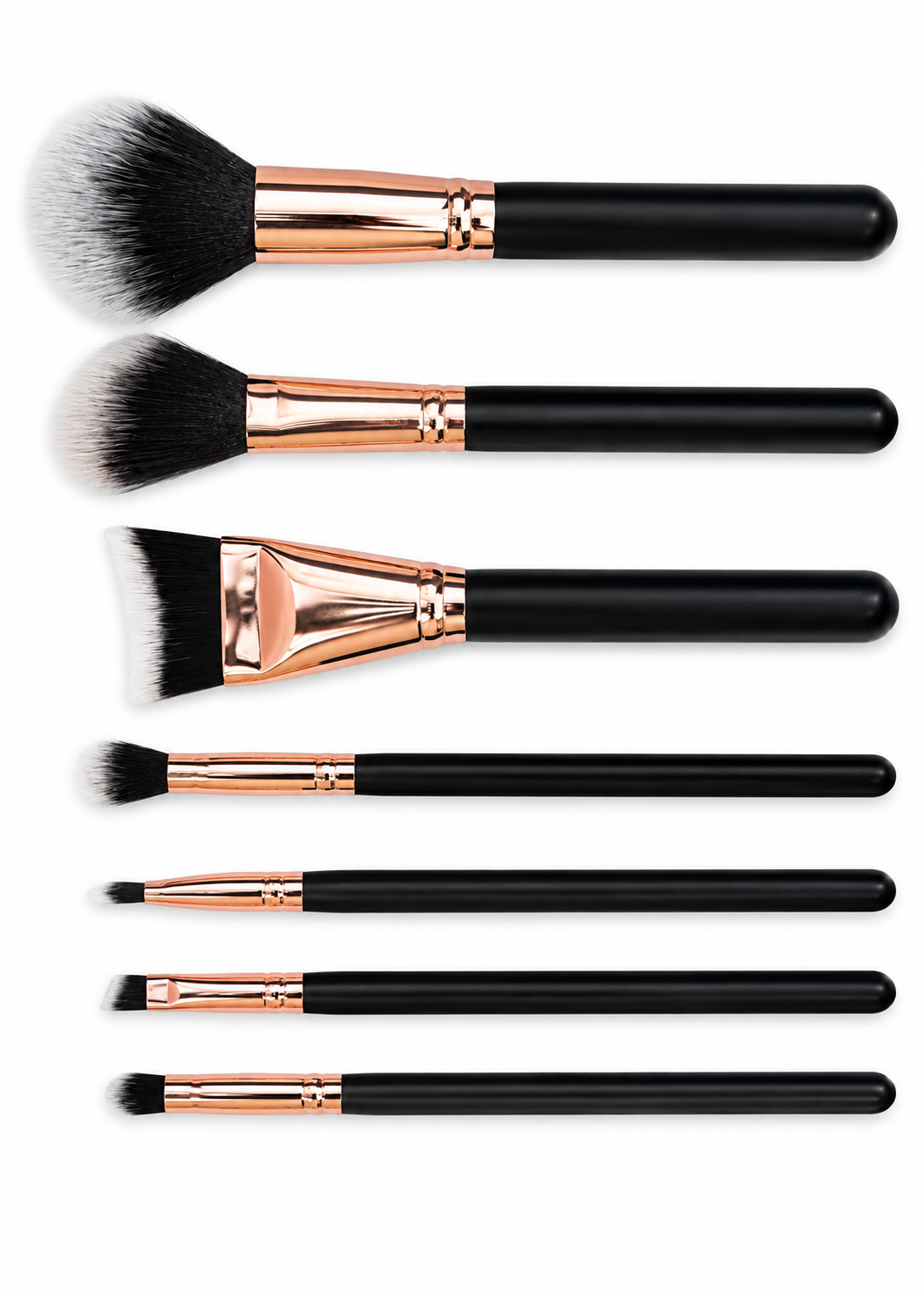 7-Piece Rose Gold & Black Duo-Fiber Brush Set