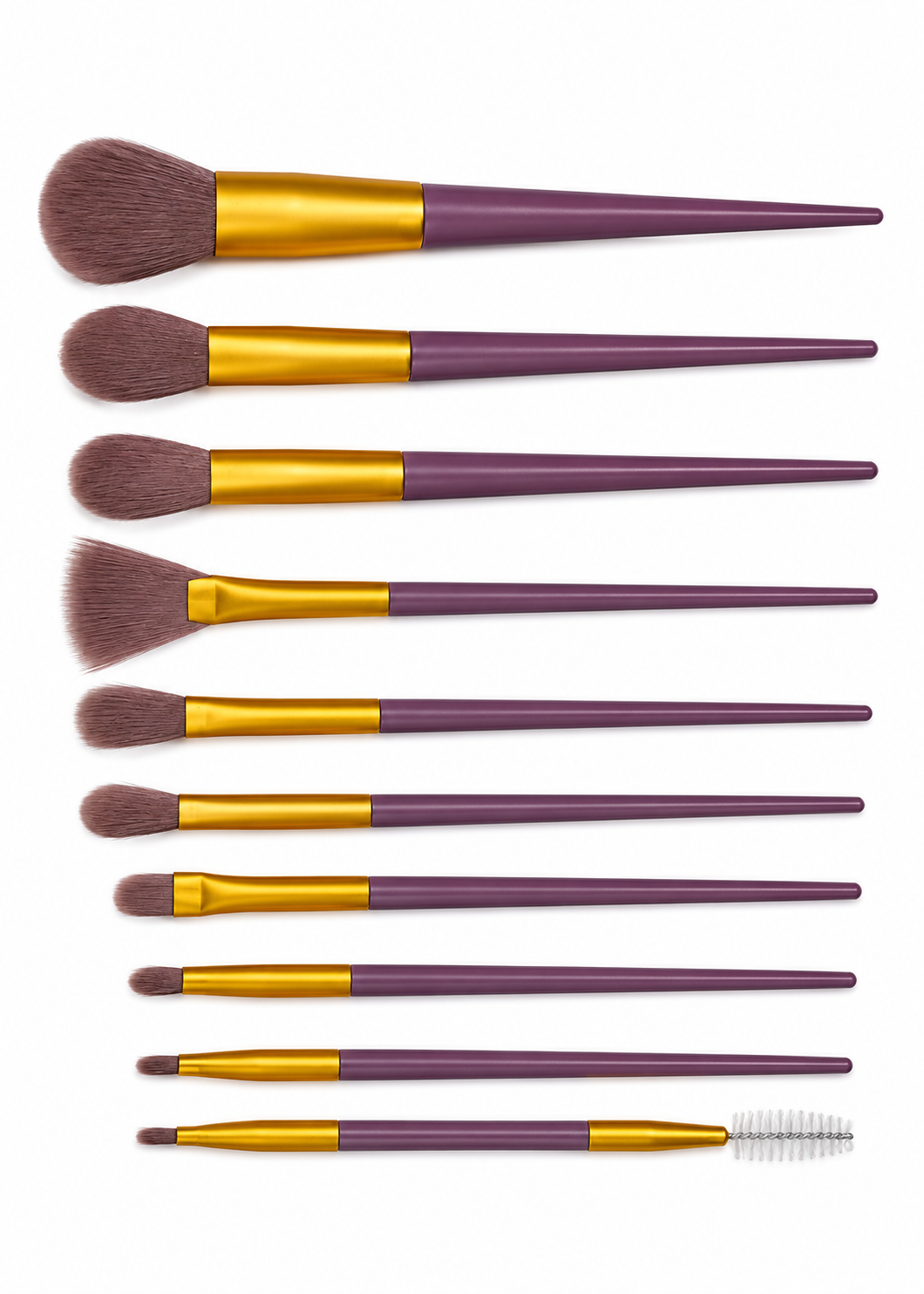 10-Piece Vintage Plum & Gold Makeup Brush Set