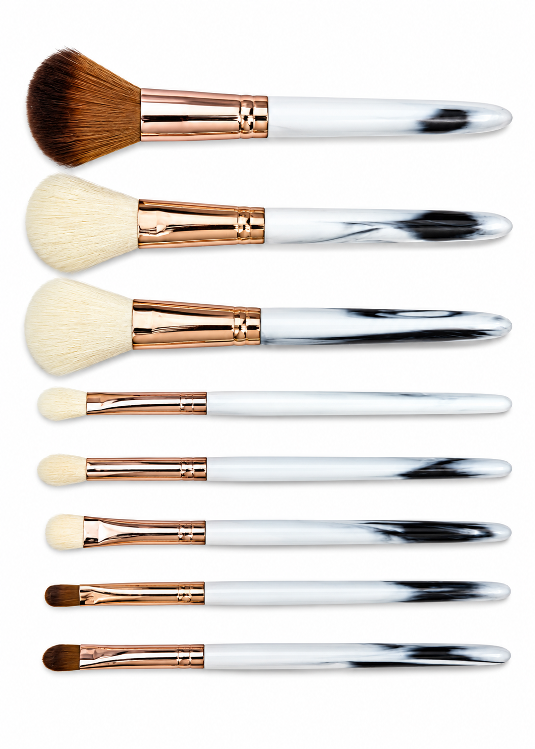 8-Piece White Marble & Rose Gold Brush Set
