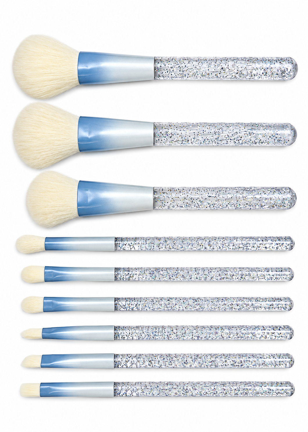 9-Piece Liquid Glitter & Blue Ombre Makeup Brush Set